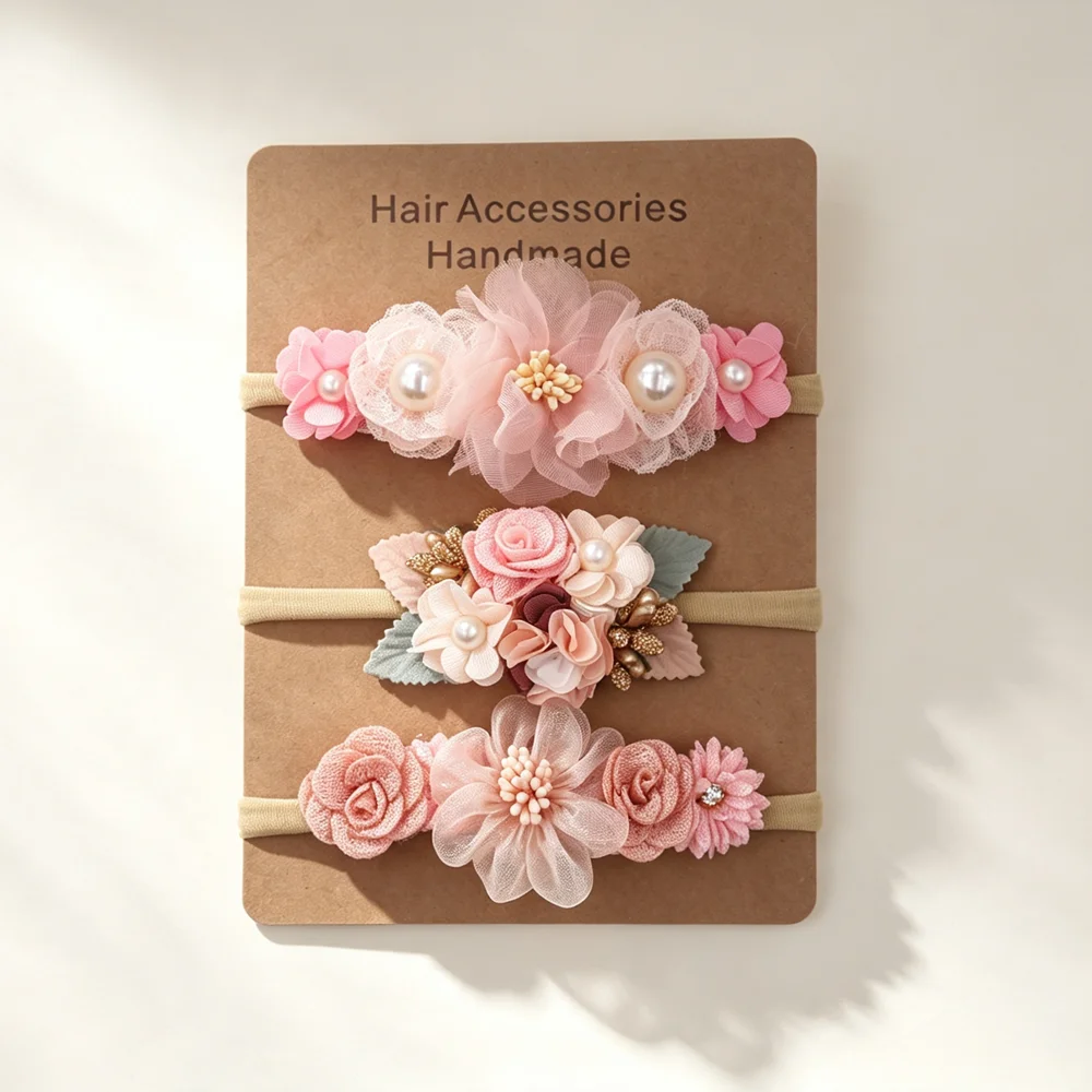 Art And Craft Hair - 3pcs Baby Girl Elastic Headband Set