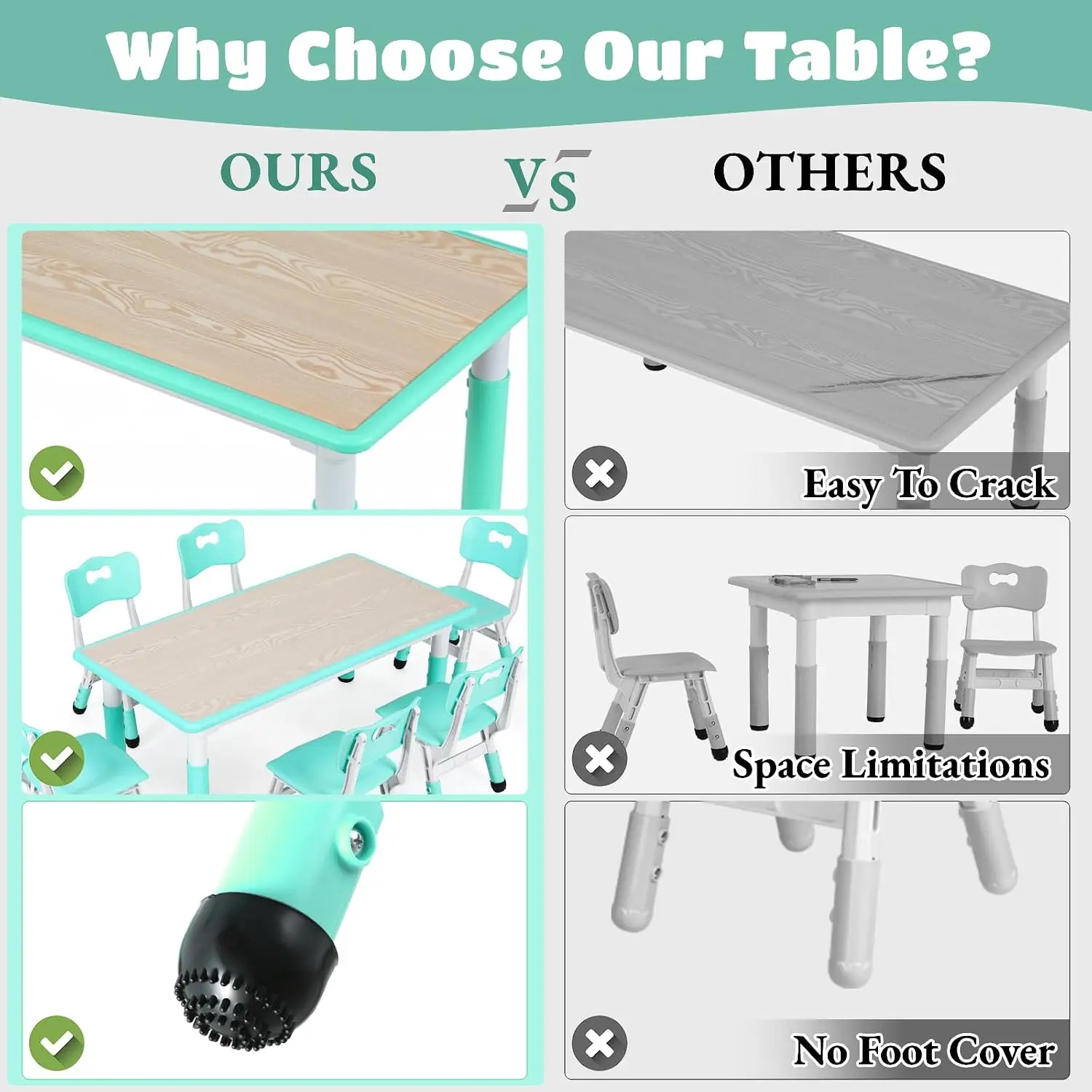 Kids Table and 6 Chairs Set, H - Art Craft For Preschoolers 评论和价格