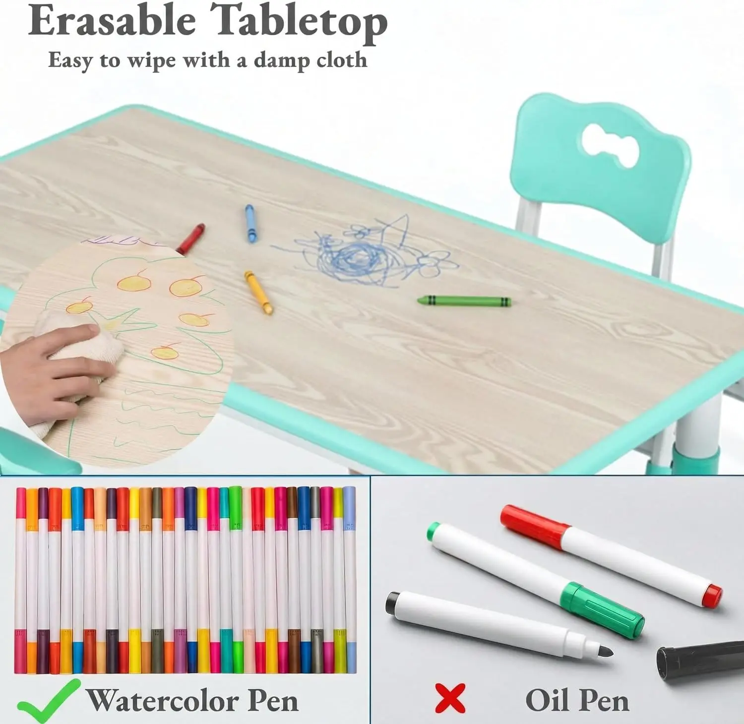 Kids Table and 6 Chairs Set, H - Art Craft For Preschoolers 评论和价格
