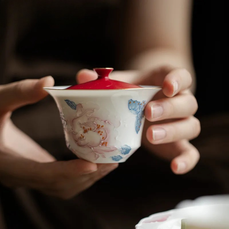 100ml Hand Drawn Peony Gaiwan  - Art And Craft Exclusives 评论和价格