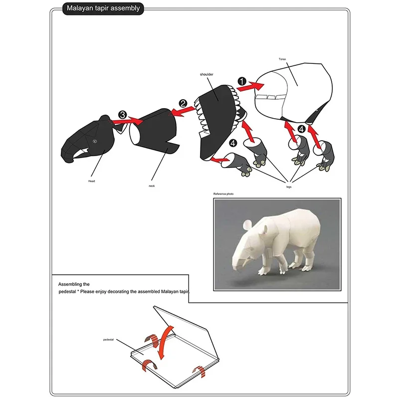 Malayan Tapir Origami Art Mini - Art Craft Cardboard 评论和价格