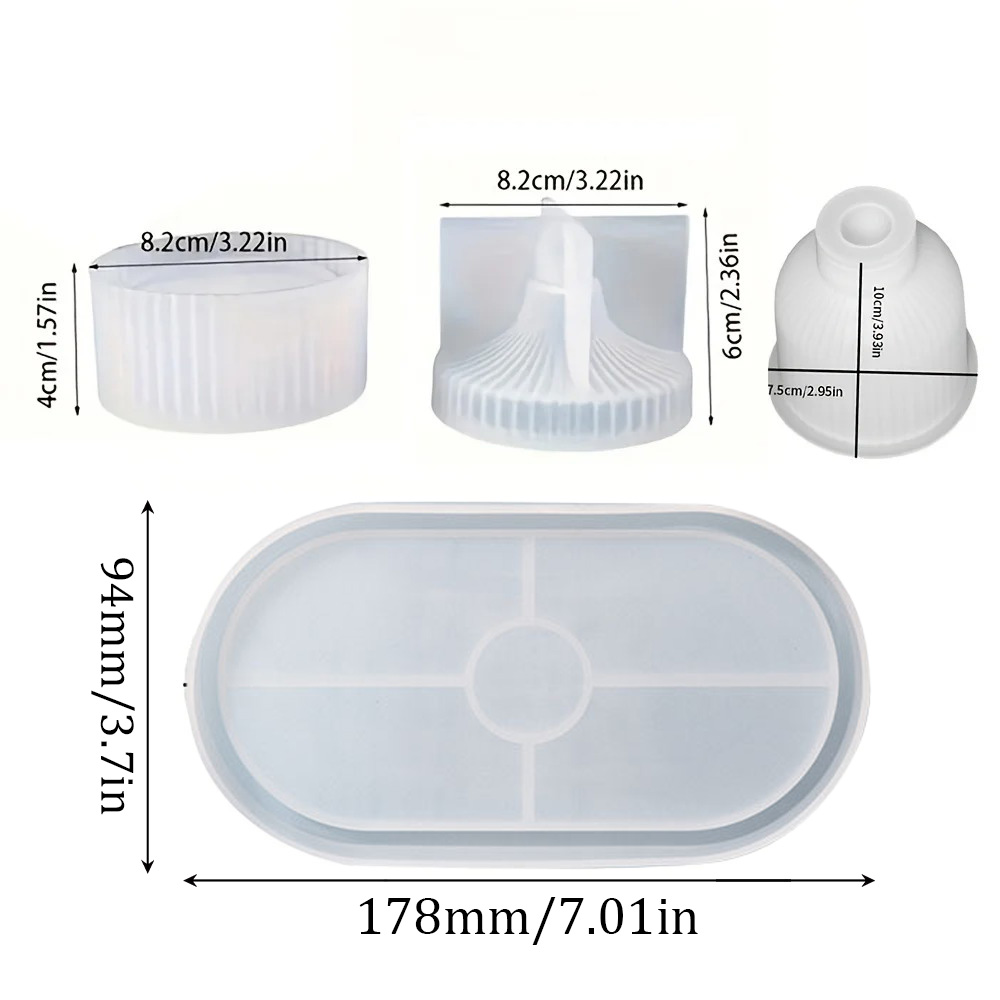 4pcs Silicone Molds Oval Tray  - Resin Casting Mold 评论和价格
